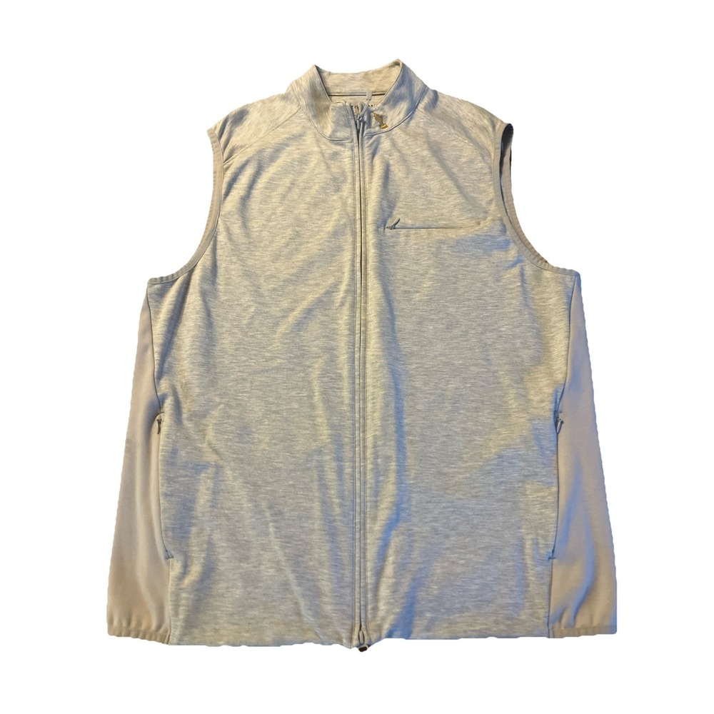 Mizzen+Main ProFlex Performance Full Zip Vest Men's Heather Gray Golf XL Logo - Picture 2 of 8